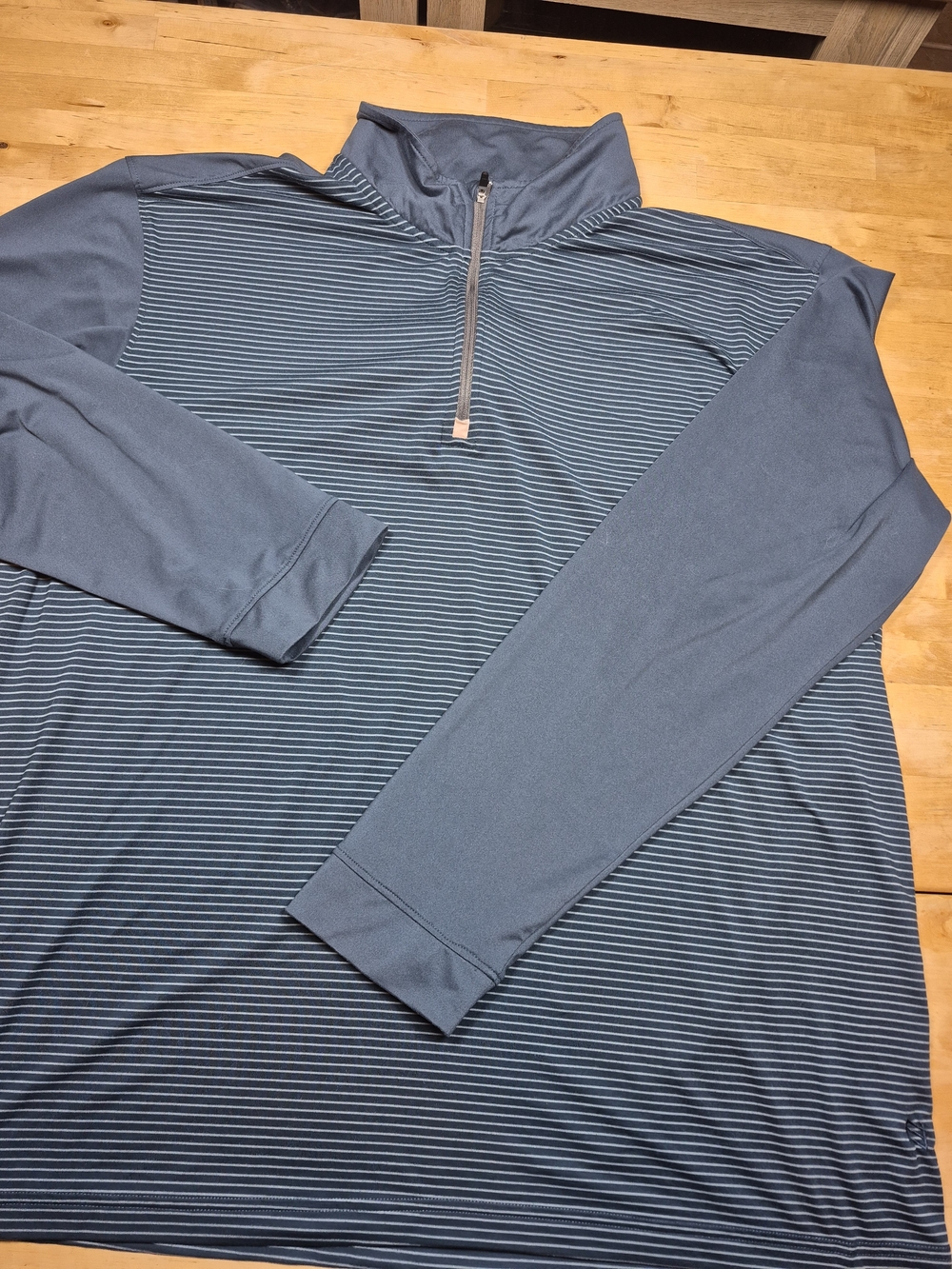 ZYIA Men's Slate Blue Quarter-Zip Pullover with Subtle Stripes